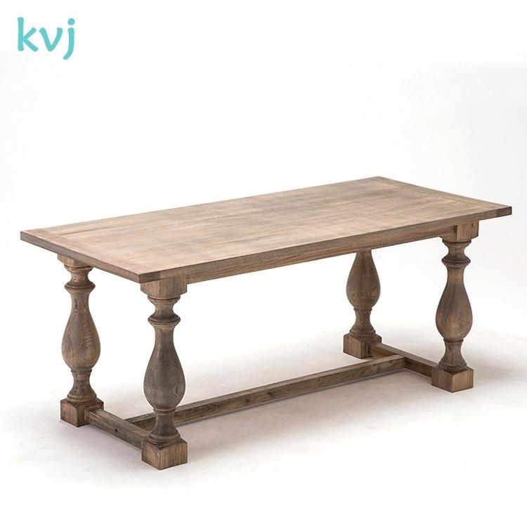 Kvj-7203 Antique Solid Wood Rustic Reclaimed Elm Dining Table