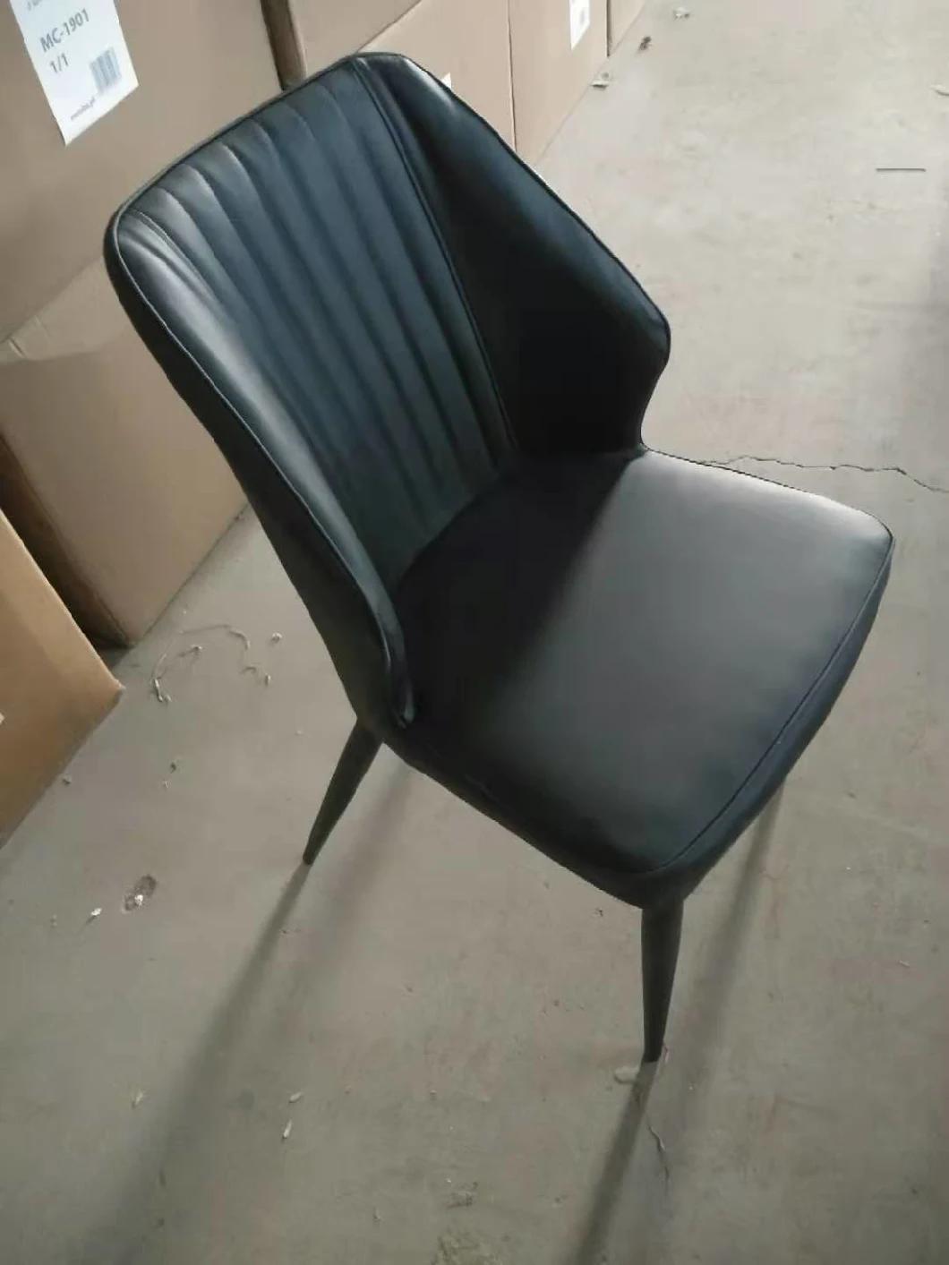 Wholesale Leisure Black Design Restaurant Nordic Metal Upholstered Cheap Modern Leather Dining Chairs
