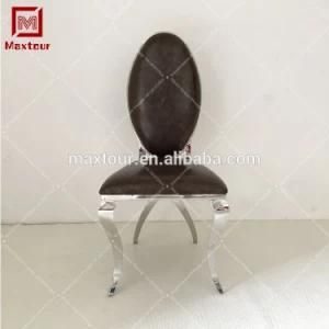 Silver Modern Stainless Steel Oval Back Dining Chair
