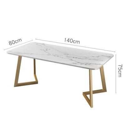 Solid Dining Table with Marble Top for Dining Room