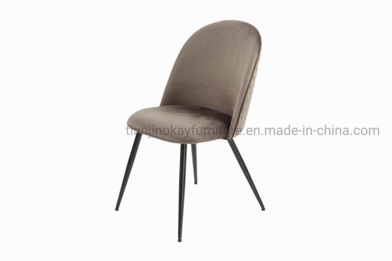 Soft Back Velvet Fabric Dining Chair with Metal Legs Soft Velvet Seat for Lounge Dining Kitchen Chair