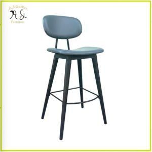 Modern Design Stools PU Seat High Bar Stool with Wooden Leg