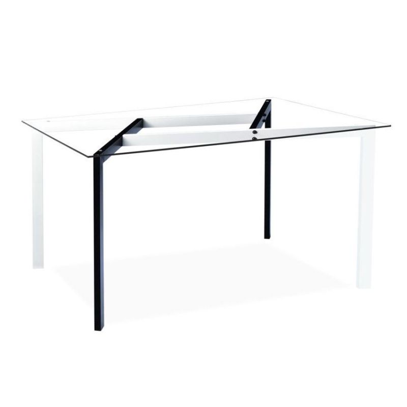 Modern Tempered Glass Face Metal Leg Dining Table