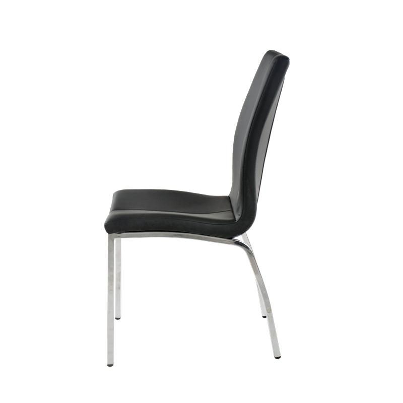 Hotel Modern Metal Black Legs White Fabric Dining Chair for Restaurant