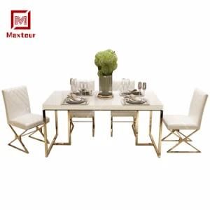 Morden Dining Set Table Stainless Steel Furniture Set 6 Chairs