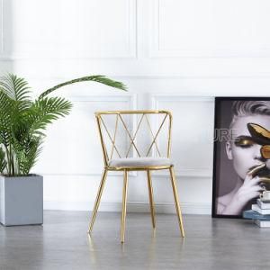 Simple and Noble Velvet Cushion, Breathable Backrest, Golden Leg Restaurant Outdoor Dining Chair