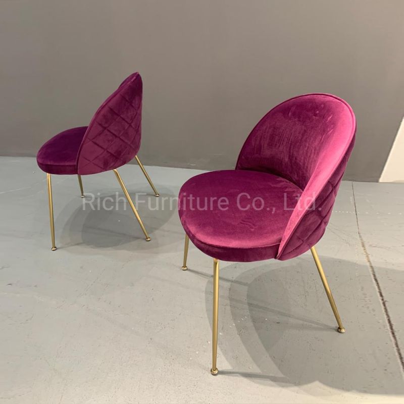 Restaurant Soft Upholstery Colorful Armchairs Metal Legs Dining Room Chair