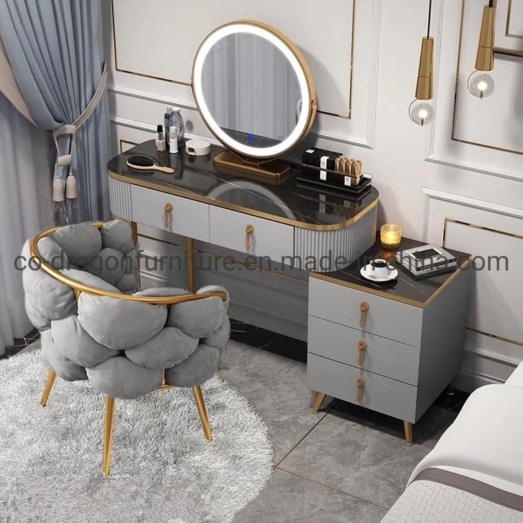 Fashion Gold Steel Dreesing Chair with Leather for Home Furniture