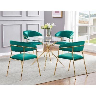 Nordic Design Modern Glass Dining Room Furniture 4 Chairs Tisch Meja Makan Round Glass Dining Table Set