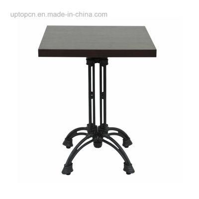 Best Saled Square Wooden and Metal Cafe Table with Cast Iron Leg (SP-RT139)