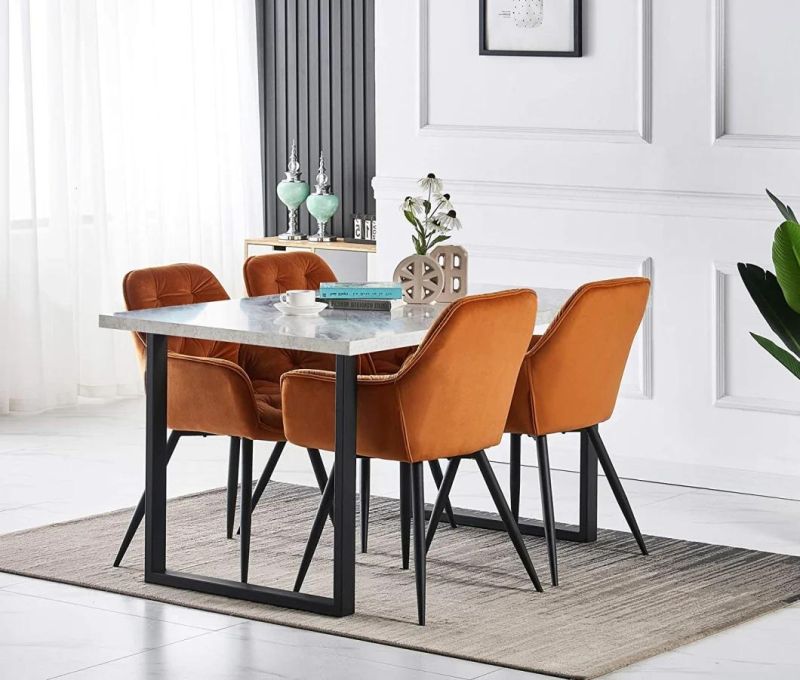 Nordic Style Upholstered Metal Legs Dining Restaurant Bar Cafe Velvet Chair