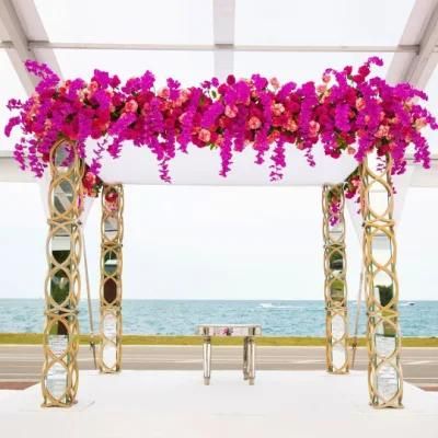 Luxury Comfortable Golden Wedding Arch Party Stainless Steel Arch for Banque Event