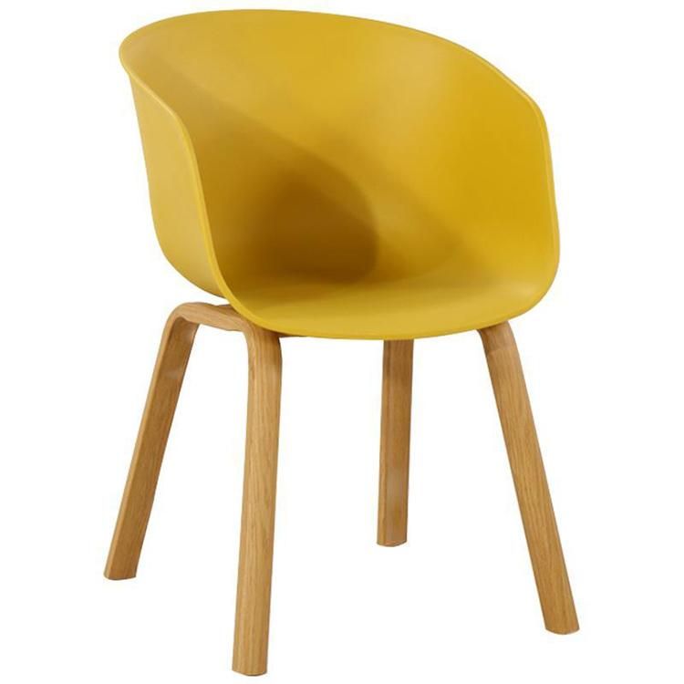 European and American Style Simple and Comfortable Round Chair Wood Leg Plastic Armchair