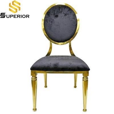 Luxury Customized Wedding Stainless Steel Black Velvet Dinner Chair