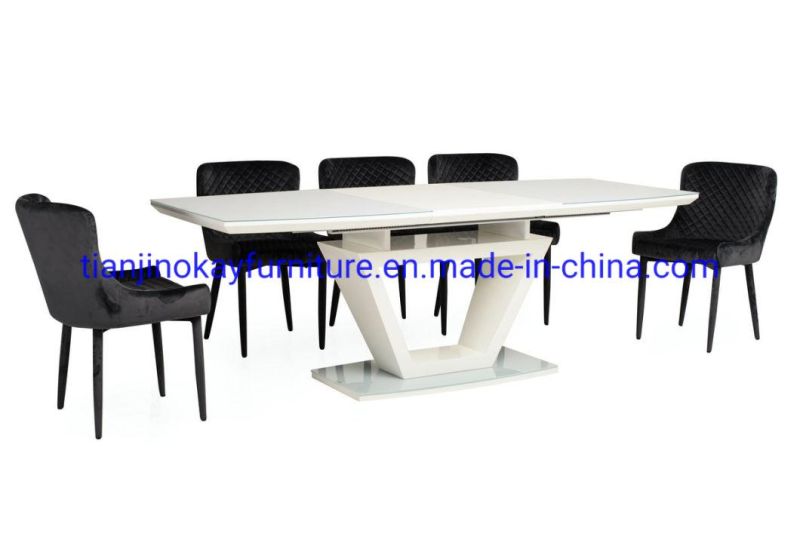 Modern Design Living Room Furniture MDF High Gloss Painting 6&8 Seater Extension Dining Table Sets