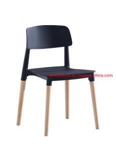 Plastic Colored Dining Chair with Wood Legs