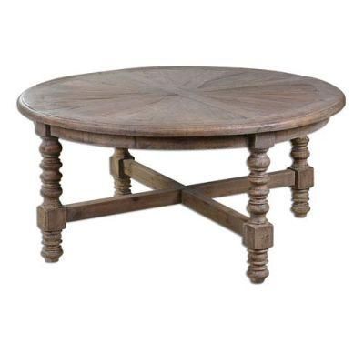 Kvj-St03 Round Reclaimed Wood Twisted Legs Antique Coffee Table