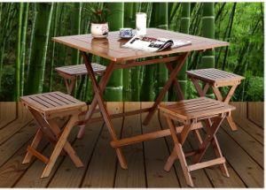 Portable Small Folding Outdoor Table and Chair with Bamboo