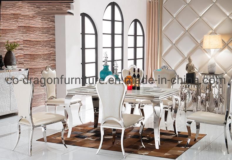 Modern Furniture Leather Stainless Steel High Back Wedding Dining Chairs