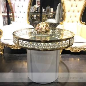 Glass Top Stainless Steel Gold Wedding Decoration Cake Table