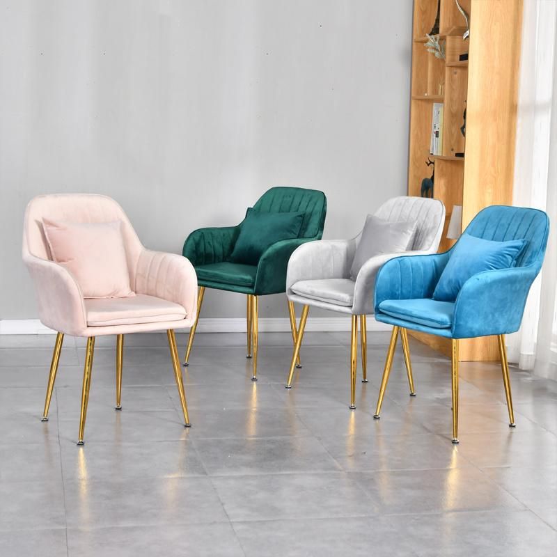 Nordic Design Leisure Furniture Pink Armchair for Living Room Fashion Padded Chair for Dinner