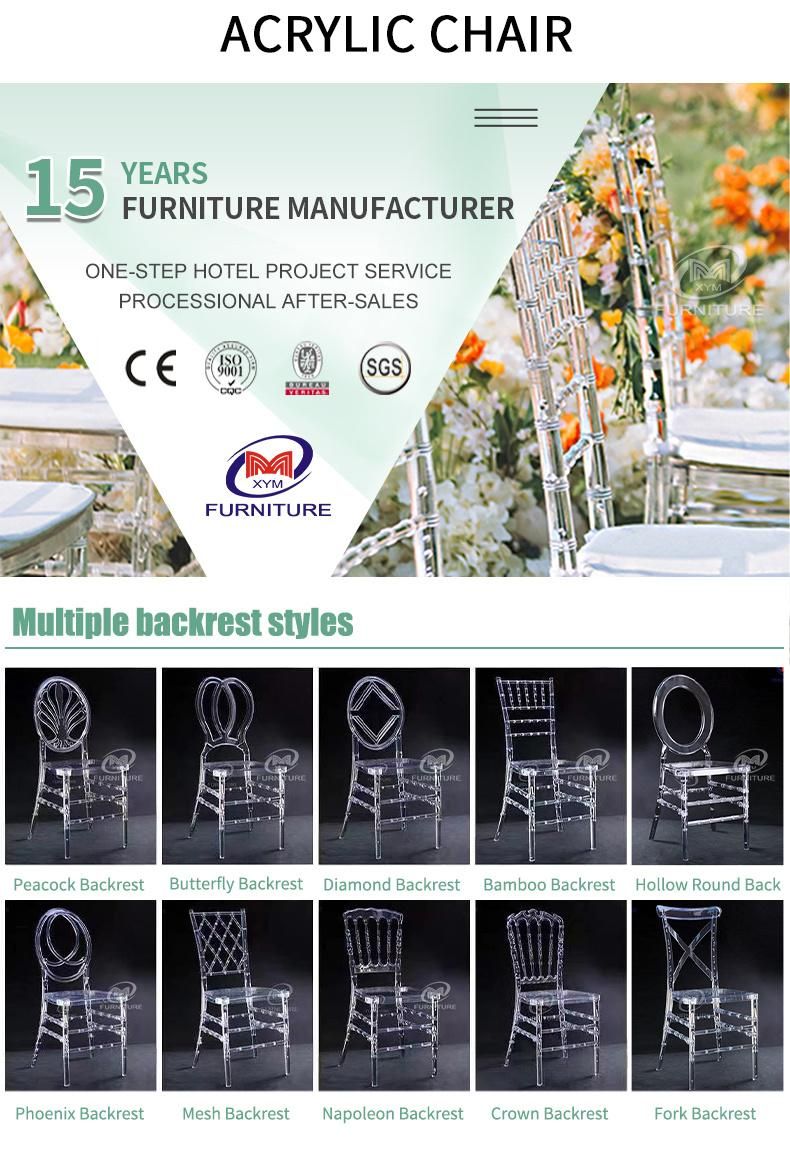 Clear Crystal Transparent PC Resin Plastic Party Hotel Wedding Event Banquet Rental Chiavari Chair