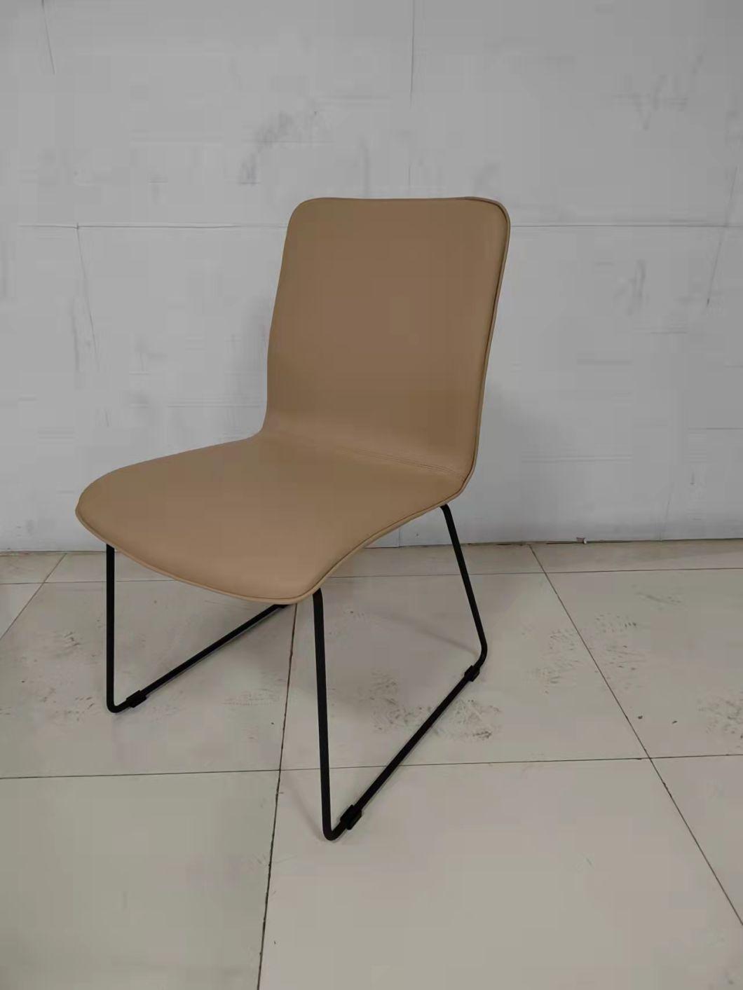 Cafe Furniture Modern PU Leather Coffee Chair Metal Dining Chair