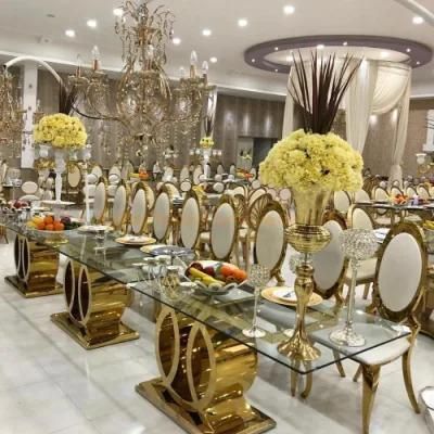Modern China Factory Wholesale Event Party Use Dining Table Furniture Stainless Steel Wedding Chair