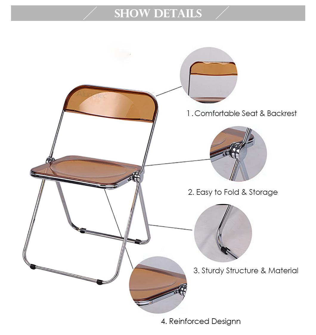 Italian Design Office/Bar/Dining/Leisure/Banquet Plia Folding Plastic Chair in Chrome