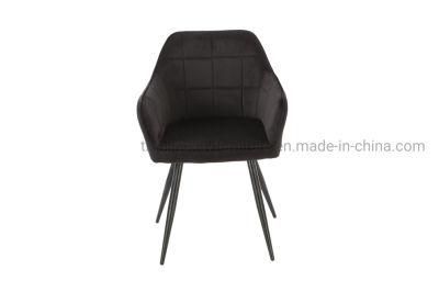 Dining Chairs Velvet Upholstered Seat Tub Chairs with Black Metal Legs Living Room Lounge Reception Restaurant Chair