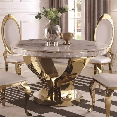 Metal Furniture Sets Factory Gold Stainless Steel Dinning Table Marble Dining Table Set Modern Dining Table with 4 Seaters