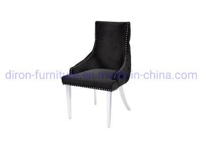 Modern Home Furniture Metal Stainless Steel Louis Grey Velvet Dining Chair