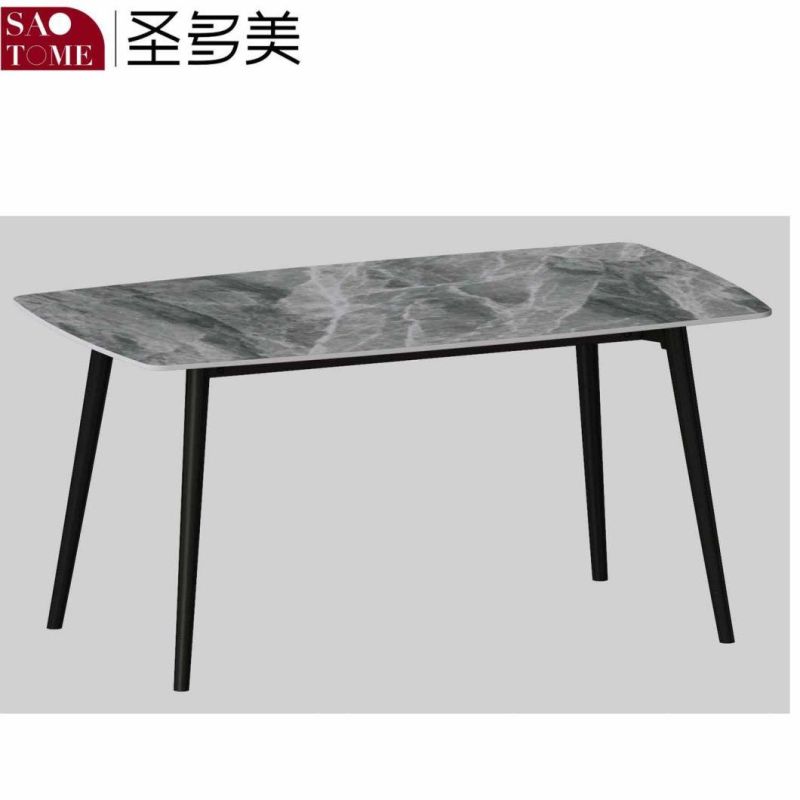 Modern Rock Board Furniture White Wax Wood Dining Table