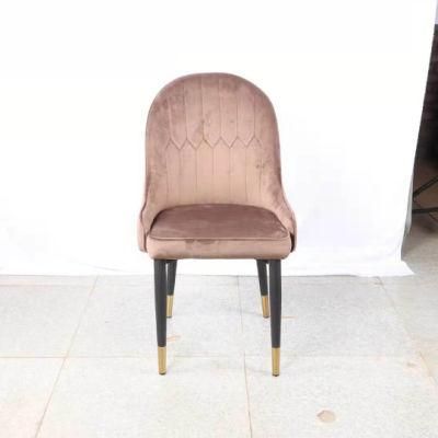 Chinese Restaurant Fabric Velvet Metal Modern Dining Chairs