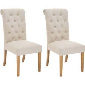 Upholstered Armless Dining Chair with Linen Fabric