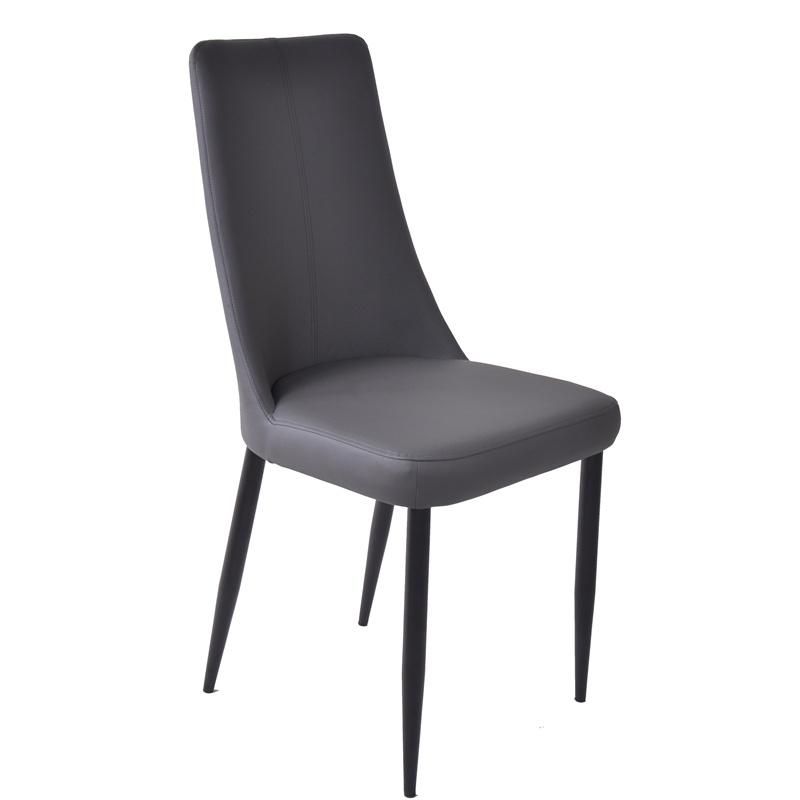 Dining Room Furniture Restaurant Modern Design Upholstered Soft PU Leather Dining Chairs with Powder Coated Legs