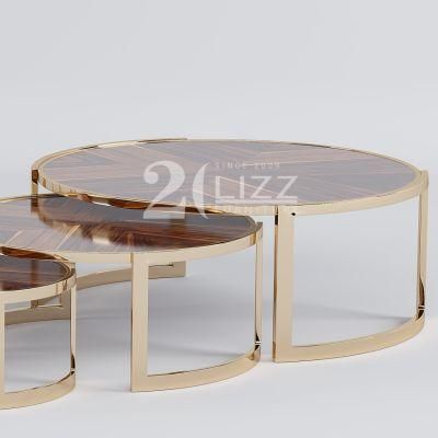 Unique Contemporary Design Glass Modular Nordic Gold Meatal Living Room Leisure Coffee Table