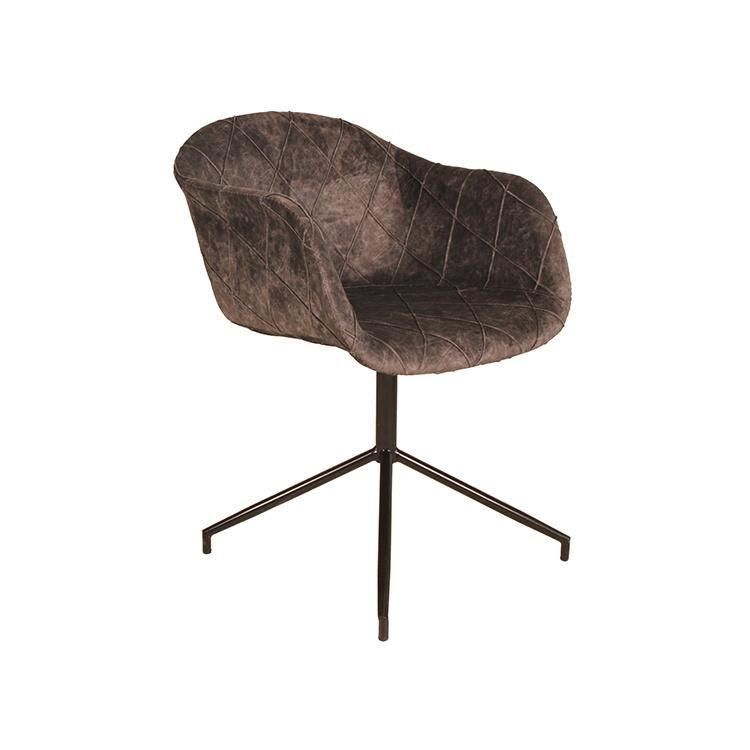 Home Furniture Coffee Hotel Luxury Upholstered Soft Back Velvet Fabric Dining Chair with Metal Legs