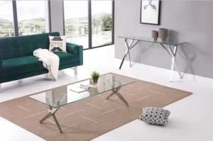 Modern Furniture Glass Center Cafe Table with Stainless Steel Legs
