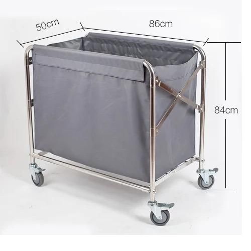 High Quality Linen Hotel Hand Trolley Cart with Replaced Bag