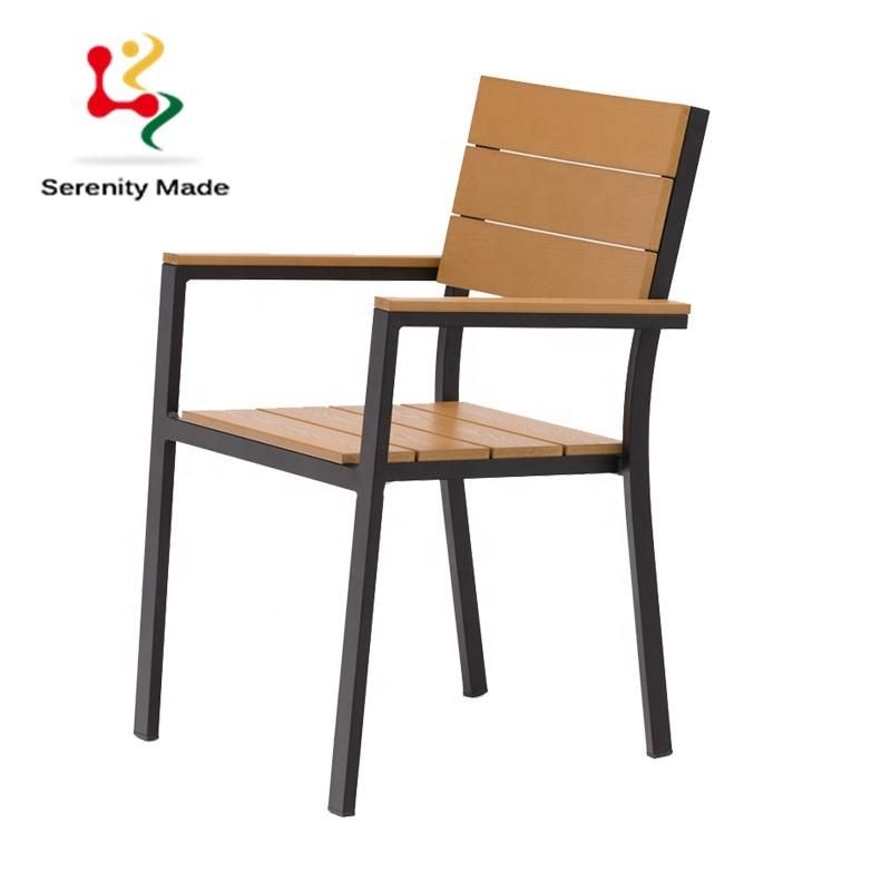 New Arrival Commercial Use Outdoor Restaurant Cafe Coffee Teak Wood Aluminium Frame Garden Dining Chair