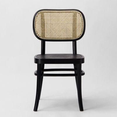 Kvj-9041 Modern Black Rattan Backrest Dining Chair