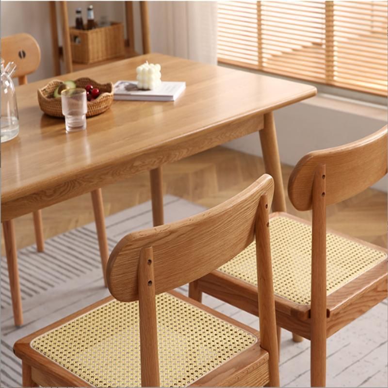 Simple Oak Dining Table and Chair Combination Nordic Log Rectangle
