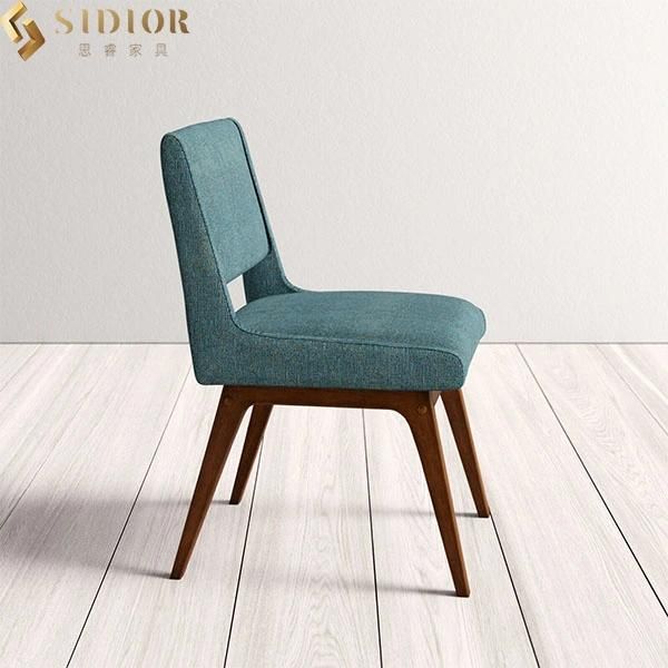 ODM OEM Fabric Upholstered Solid Wood Dining Chair for Restaurant