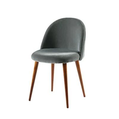 Vintage Grey Fabric Velvet Metal Armchair Dining Chair