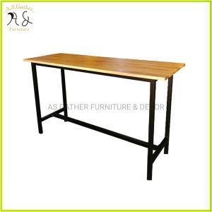 Industrial Design Metal Frame Pub Dining High Top Long Narrow Rectangular Restaurant Bar Table