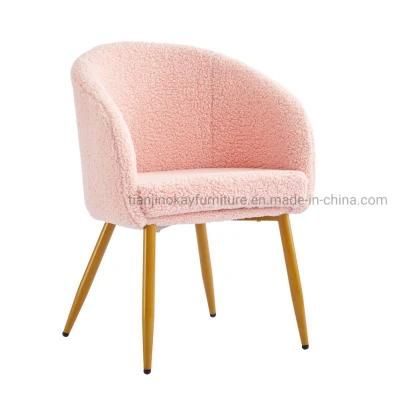 Wholesale Modern Colorful Pink Dinning Chairs Arm Rest Velvet Restaurant Dining Room Chair with Gold Metal Legs