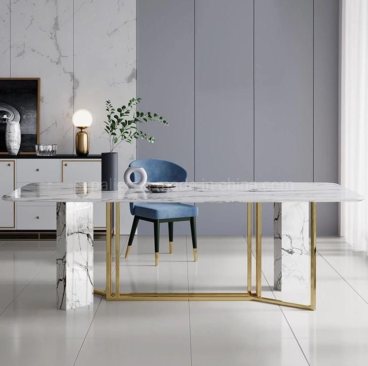 High Quality 6 Seaters Marble Dining Table Home Furniture Set