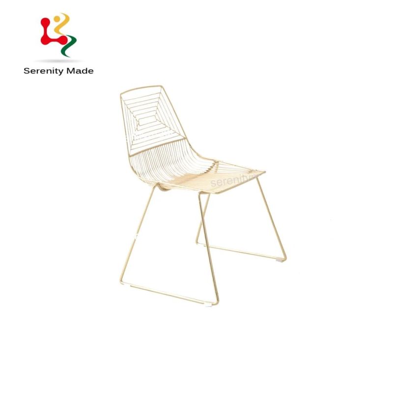 Fashionable Coffee Shop Furniture Stainless Steel Frame Armless Stackable Dining Chairs