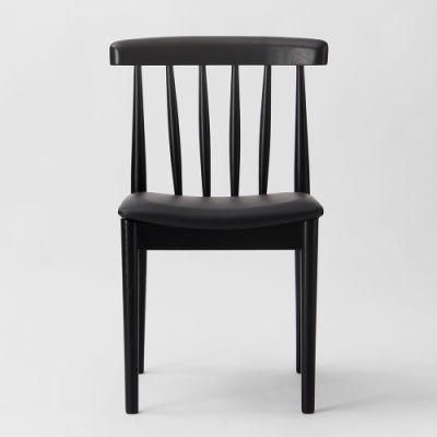 Kvj-7076-2 Restaurant Black Wood Dining Chair Smile Chair